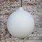 Lampe à Suspension Globe Mid-Century en Verre Opalin Blanc de Glashütte Limburg 6