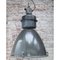 Large Vintage Industrial Gray Enamel and Glass Pendant Lamp, Image 5