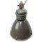 Large Vintage Industrial Gray Enamel and Glass Pendant Lamp 2