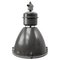 Large Vintage Industrial Gray Enamel and Glass Pendant Lamp, Image 1