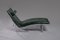 Scandinavian Chrome Plated Steel and Green Kid Skin Chaise Lounge, 1970s, Image 2