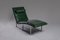 Scandinavian Chrome Plated Steel and Green Kid Skin Chaise Lounge, 1970s, Image 3