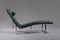 Scandinavian Chrome Plated Steel and Green Kid Skin Chaise Lounge, 1970s, Image 1