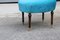 Tabouret Ovale en Velours Bleu, Italie, 1950s 3