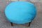 Blue Velvet Oval Stool, Italy, 1950s 6