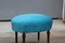 Tabouret Ovale en Velours Bleu, Italie, 1950s 9