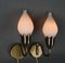 Danish Tulip Brass & Opaline Wall Lamps from Fog & Mørup, 1950s, Set of 2 2