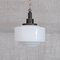 Stepped Pendant Light in Patinated Brass and Opaline Glass 1