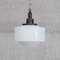Stepped Pendant Light in Patinated Brass and Opaline Glass, Image 1