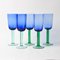 Copas de vino escandinavas vintage en azul y verde, años 80. Juego de 5, Imagen 7