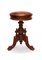 Victorian Carved Wood Revolving Piano Stool with Brown Leather, 1850s 4