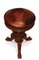 Victorian Carved Wood Revolving Piano Stool with Brown Leather, 1850s 2