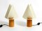 Minimalistic Oak Table Lamps with Lunopal Shades from Domus, 1980s, Set of 2 2