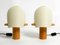 Minimalistic Oak Table Lamps with Lunopal Shades from Domus, 1980s, Set of 2 1