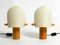 Minimalistische Eichenholz Tischlampen mit Lunopal Schirmen von Domus, 1980er, 2er Set 1