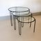 Tavolini ad incastro rotondi vintage in metallo e vetro, set di 3, Immagine 2