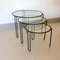 Vintage Round Wire Nesting Tables in Metal and Glass, Set of 3 2