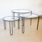 Tavolini ad incastro rotondi vintage in metallo e vetro, set di 3, Immagine 1
