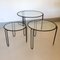 Tavolini ad incastro rotondi vintage in metallo e vetro, set di 3, Immagine 16