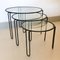 Tavolini ad incastro rotondi vintage in metallo e vetro, set di 3, Immagine 8