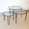 Tavolini ad incastro rotondi vintage in metallo e vetro, set di 3, Immagine 13
