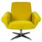 Scandinavian Lounge Chair with Swivel Chrome Base and Yellow Velvet, 1960s 1