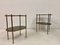 Mid-Century Etagere Beistelltische aus Messing & Leder, 1960er, 2er Set 3