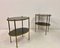 Mid-Century Etagere Beistelltische aus Messing & Leder, 1960er, 2er Set 12