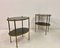 Mid-Century Etagere End Tables in Brass and Leather, 1960s, Set of 2, Image 12