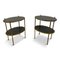 Mid-Century Etagere Beistelltische aus Messing & Leder, 1960er, 2er Set 15