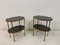 Mid-Century Etagere End Tables in Brass and Leather, 1960s, Set of 2 1