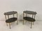 Mid-Century Etagere End Tables in Brass and Leather, 1960s, Set of 2, Image 1
