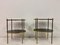 Mid-Century Etagere End Tables in Brass and Leather, 1960s, Set of 2, Image 11