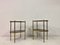 Mid-Century Etagere Beistelltische aus Messing & Leder, 1960er, 2er Set 4