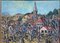Fargie, Village Ucel Ardèche, 20th Century, Oil on Canvas, Framed 2