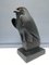 Horus Falcon Statuette mit geometrischer schwarzer Patina in Gips, 1950 1