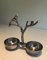 Aluminum Service Pieces with Bird Decorations and Branches, 1970s, Set of 3 4