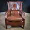 Vintage Dark Brown Sheep Leather Armchair with High Back 1