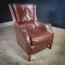 Vintage Dark Brown Sheep Leather Armchair with High Back 2