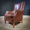 Vintage Dark Brown Sheep Leather Armchair with High Back 3