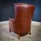 Vintage Dark Brown Sheep Leather Armchair with High Back, Image 4