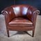 Club chair vintage in pelle di pecora marrone scura, Immagine 1