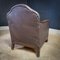 Art Deco Leather Armchair with Wooden Armrests 10