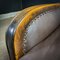 Art Deco Leather Armchair with Wooden Armrests 4