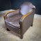 Art Deco Leather Armchair with Wooden Armrests 3