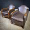 Art Deco Leather Armchair with Wooden Armrests 2