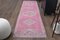 Vintage Turkish Pink Hand-Knotted Wool Runner Rug, 1960s 1