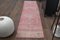 Vintage Turkish Pink Wool Oushak Runner Rug, 1960s, Image 1