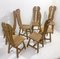 Mid-Century Modern Brutalist Oak Dining Chairs attributed to De Puydt, Belgium, 1970s, Set of 7 2
