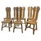 Mid-Century Modern Brutalist Oak Dining Chairs attributed to De Puydt, Belgium, 1970s, Set of 7 1